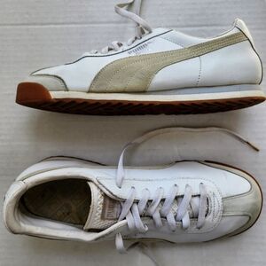 PUMA PM Roma White Leather & Suede Gum Sneakers